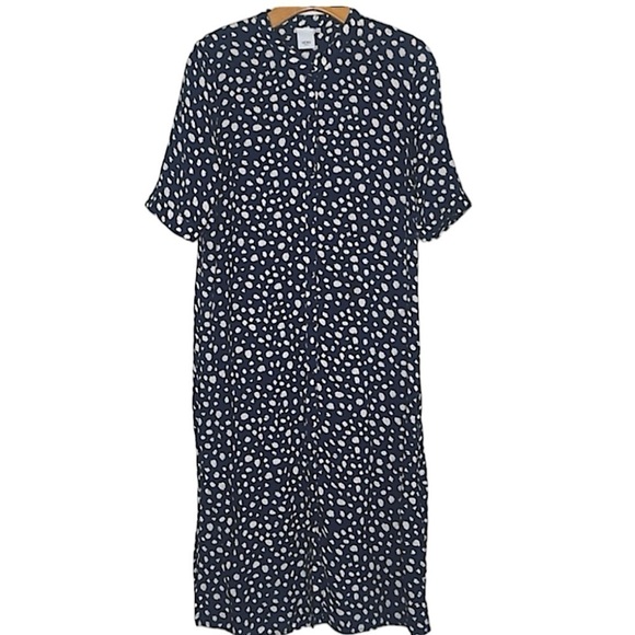 NWOT Anthropologie ICHI High Neck Midi Dress Blue Sz 38 (US 6) Coastal Cottage - Picture 1 of 13